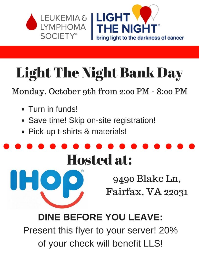 The Reston bank day is on Monday October 9 from 2 to 8PM at 9490 Blake Lane, Fairfax, Virginia 22031.